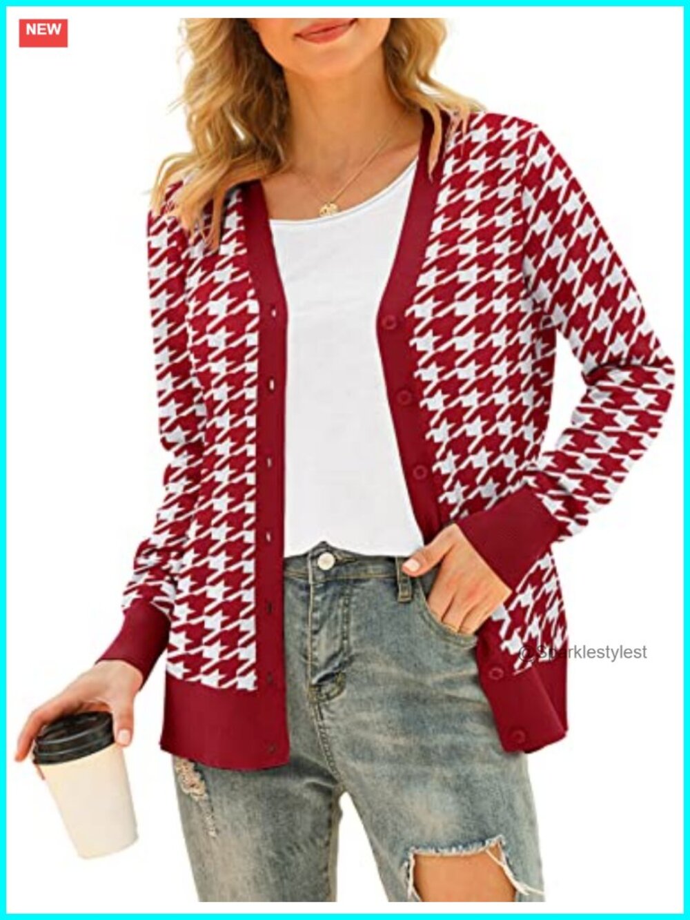 Women's Classic Button Down V Neck Knit Cardigan Long Sleeve Sweater